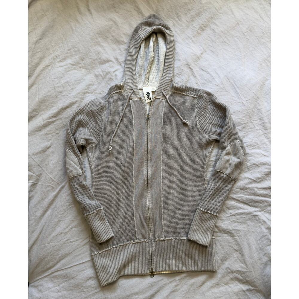 NSF Womens Grey Zip Netted Sweater Material Hoodie‎